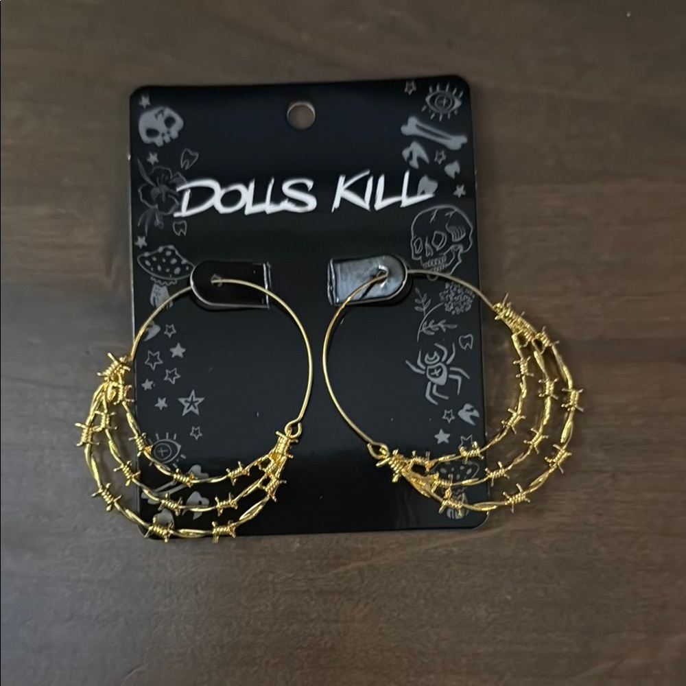 ❤️ Dolls Kill Gold Hoop Earrings NWT